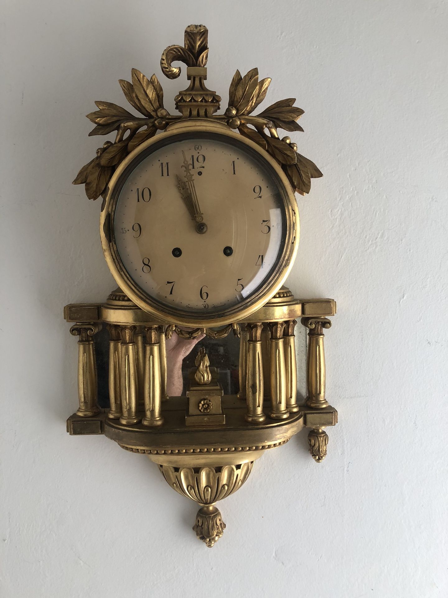 Antique Wall Clock Swedish Parts Or Repair