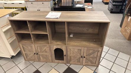 Rustic Farmhouse Cat Litter Box Enclosure Credenza/Sideboar