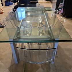 High-end Glass Dining Table Set For Sale 