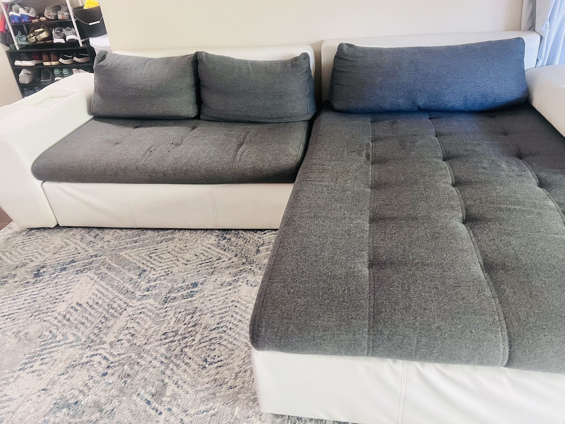 Grey Sectional Sofa With Storage - KING Size