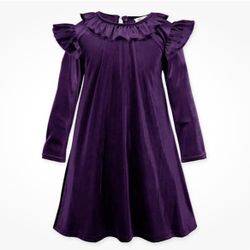 “Girls Dress” Purple, Easy care Polyester Velvet Feel & Look.   New    Size 6 