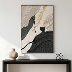 24x36 inch Gold Geometric 3D Texture Black Aluminum Frame Canvas Wall Art,3D embossed bump tactile