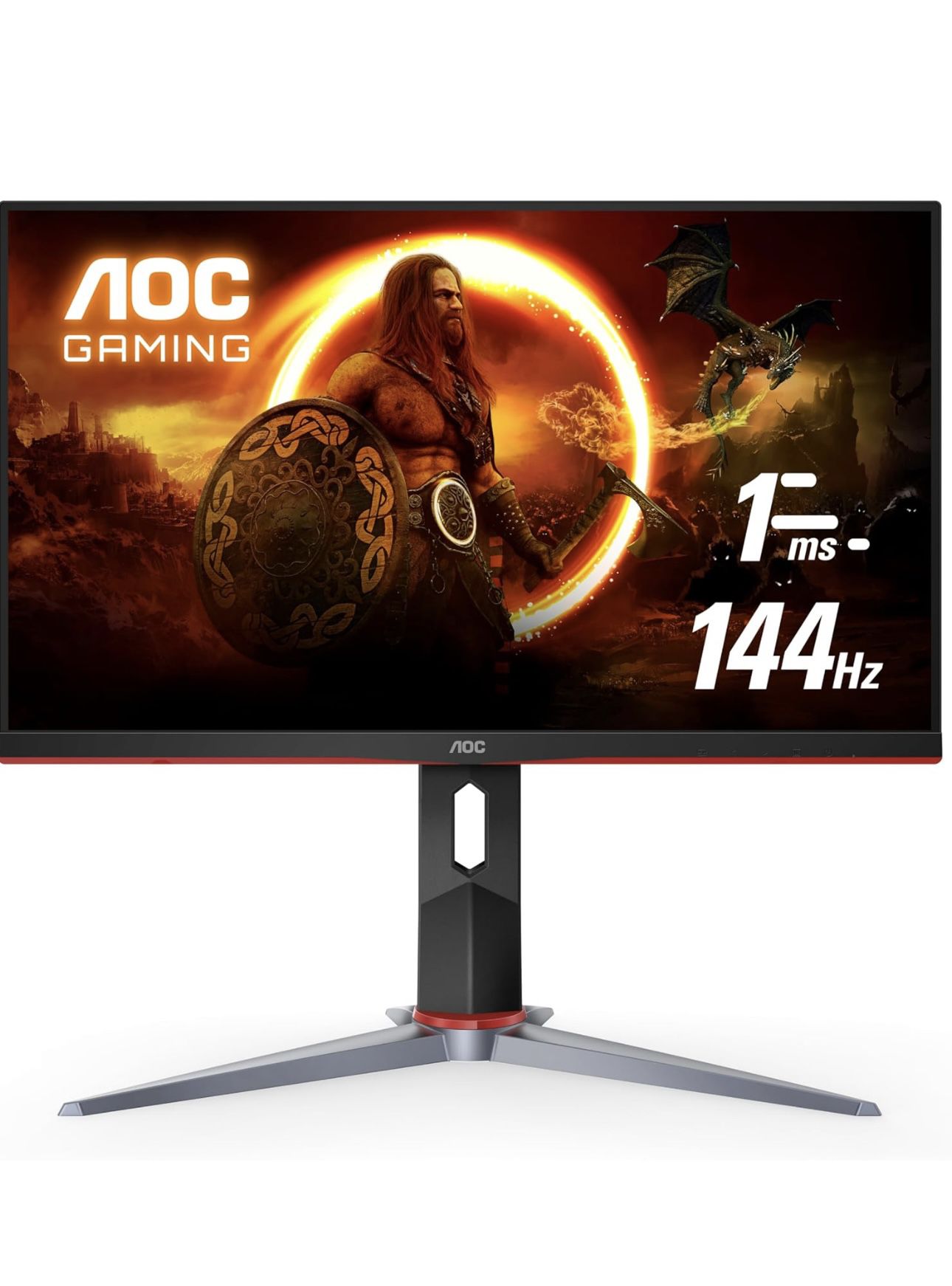 AOC 24G2 24" Frameless Gaming IPS Monitor, FHD 1080P, 1ms 144Hz, Freesync, HDMI/DP/VGA, Height Adjustable
