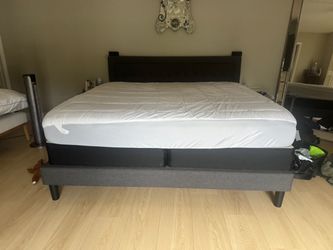 King Bed Frame with Dark Headboard