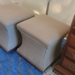 Pair Matching Upholstered Ottomans By Fairfield