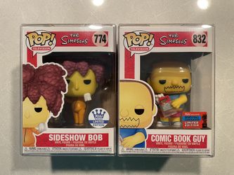 Sideshow Bob & Comic Book Guy Funko Pop Set *MINT* Online Shop Exclusive The Simpsons 774 with protector Television Kelsey Grammar Animation 