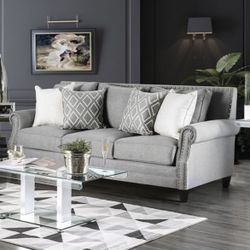 Gray Sofa with Accent Pillows 