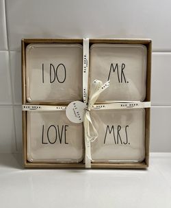 Brand new Rae Dunn Mr. Mrs. Coasters 