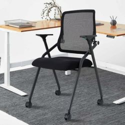 New BROBRIYO Stackable Folding Chairs with Cushion Padded Mesh Bouncing Back Conference Room Chair for Office Meeting Training 1 Pack