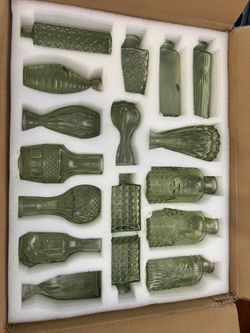Glass Vases In Bulk Set Of 17, Green Small Mini Vases For Flowers, Vintage Vase For Centepiece,Wedding, Table Decor, Baby Shower, Christmas, Home And 