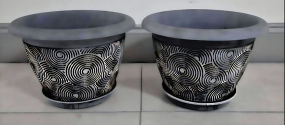 PAIR of 12" (Diameter) Blue Circle Planters (2 for $30) @ Lasting Creations