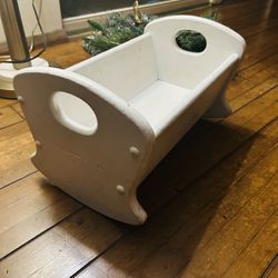 Vintage White Wood Doll Crib 17”x 10 