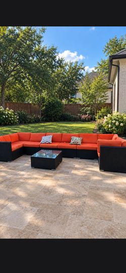 Premium  Massive Oversized 9 Pieces Outdoor Wicker Sectional Set- 8 Seats+ Glass Top Table(Delivery available)