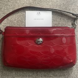 Red Leather Coach Clutch 