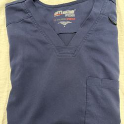 Grey’s Anatomy Scrubs Set – L Top / Matching Pants – Navy Blue