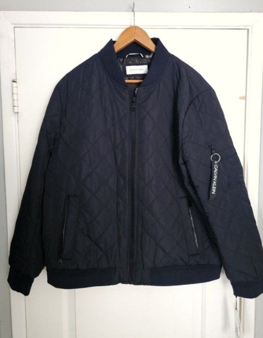 Men's Calvin Klein Blue Jacket XL Bomber Aviator New