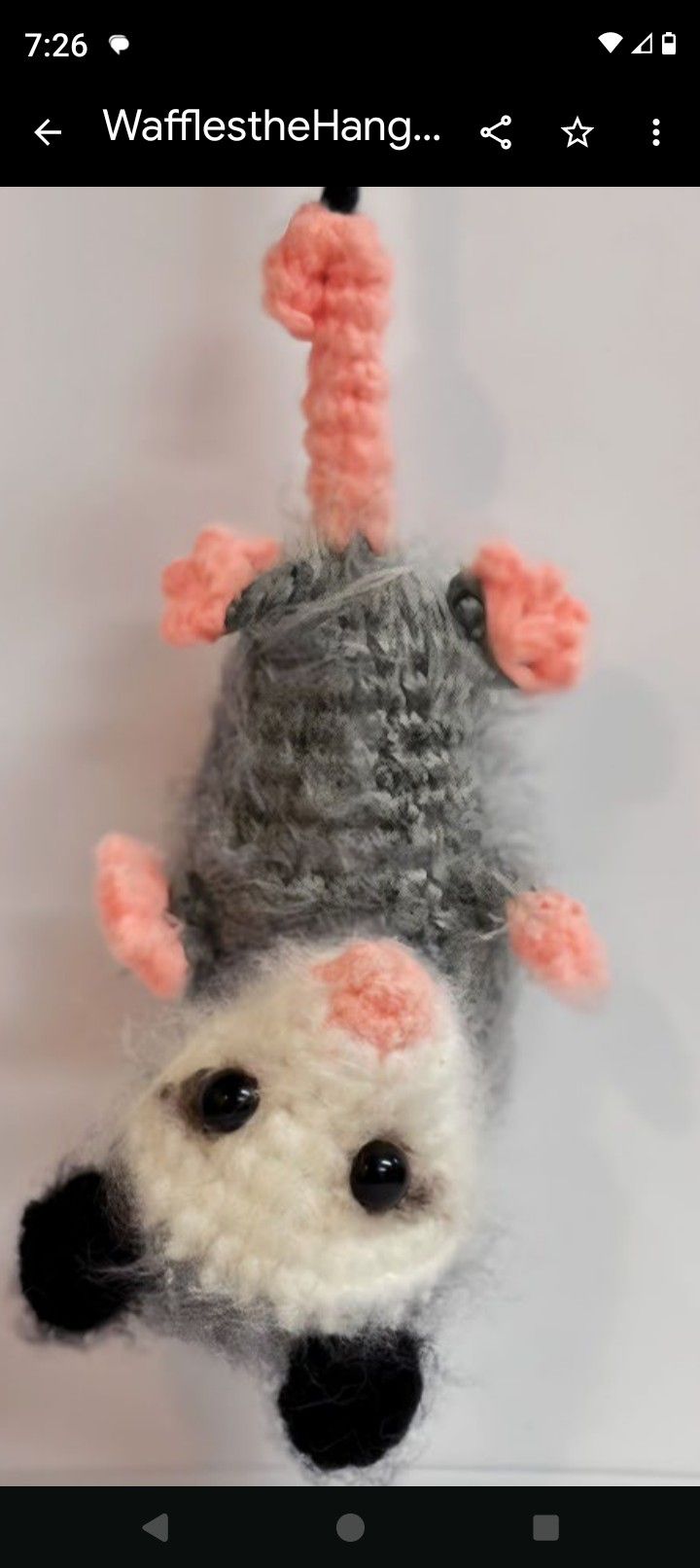 Hanging Crochet Opossum