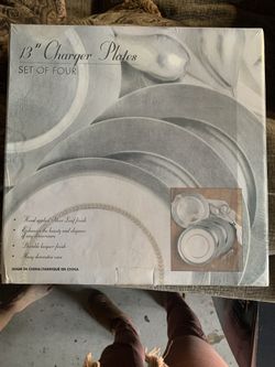 Set Of Four Silver Charger Plates