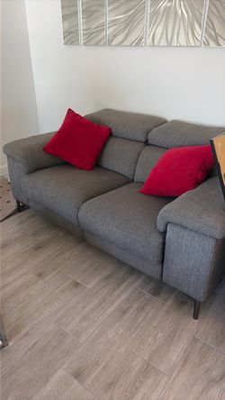 Gray Fabric 3-Seat Recliner Sofa