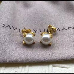 EARRING CABLE PEARL STUD 18K GOLD WITH DIAMOND