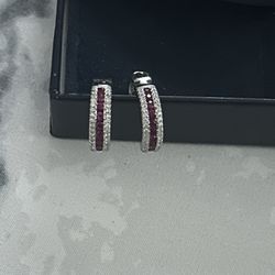 Diamond ruby earrings And Tri Color Gold Ring