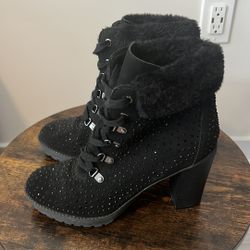 ANDIAMO Women’s Black Boots with Black Rhinestones (Size 8.5)