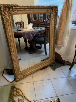 Elegant Vintage Mirror & Luxury Side Table  Cast Iron Brass
