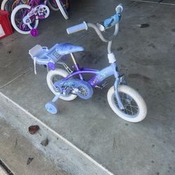 Frozen  12” bike with doll seat and training wheels