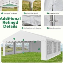 20' x 20' Canopy Party Tent & Carport - Heavy Duty Outdoor Wedding Gazebo with 4 Sand Bags, Event Shelter Canopy for Outdoor Event, Wedding, Birthday 
