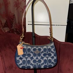  Coach Teri Mini Crossbody Bag in Signature Denim (detachable strap - shoulder bag as well)