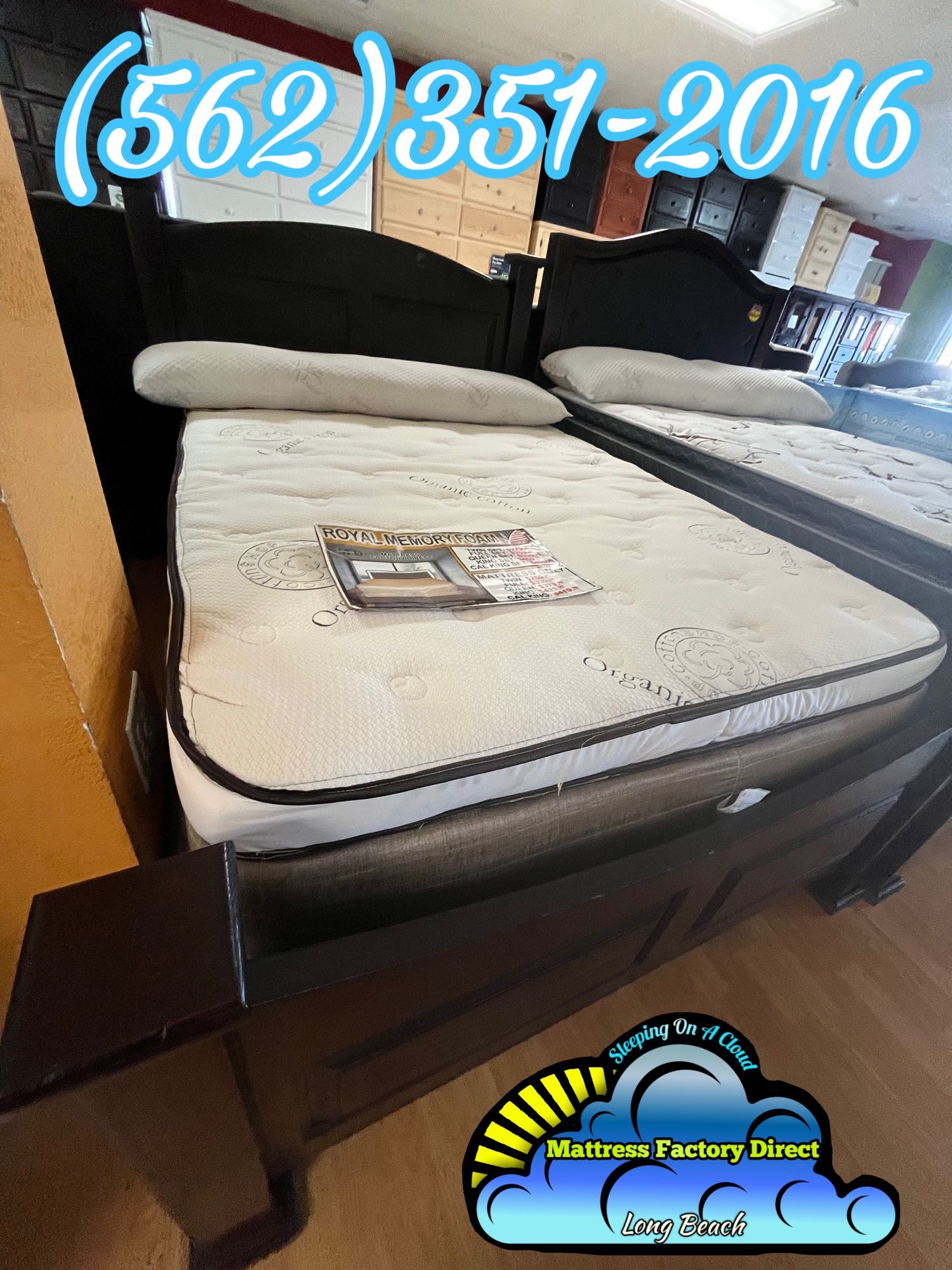 Queen Royal Memory Foam Mattress And Boxspring Bed Set
