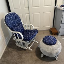 Wooden Rocking Chair & Foot Stool 