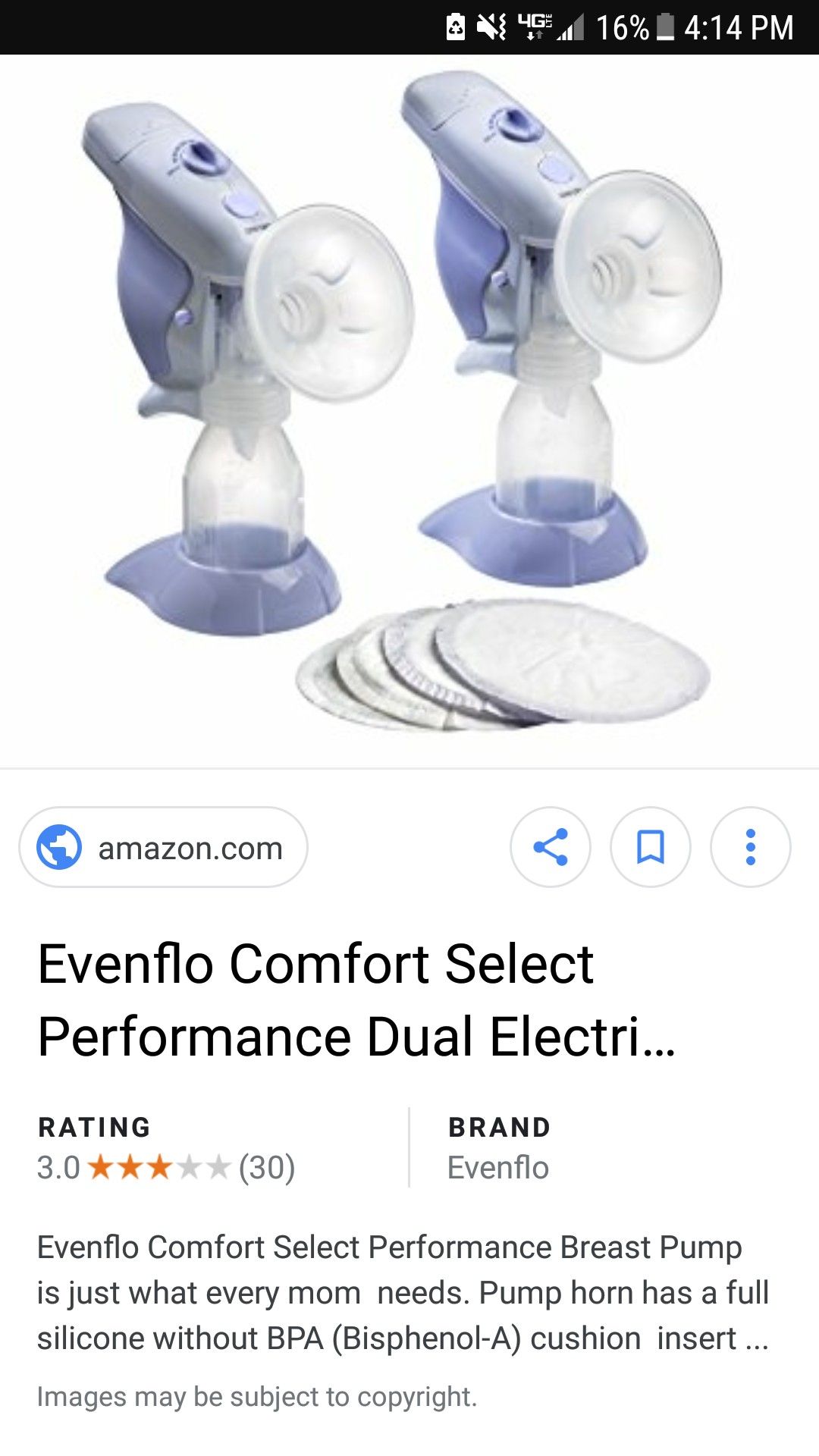 Evenflo comfort select dual breast pump