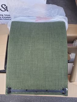 BLACK WOODEN SWIVEL COUNTER CHAIR WITH GREEN LINEN COVER (Set of 2)