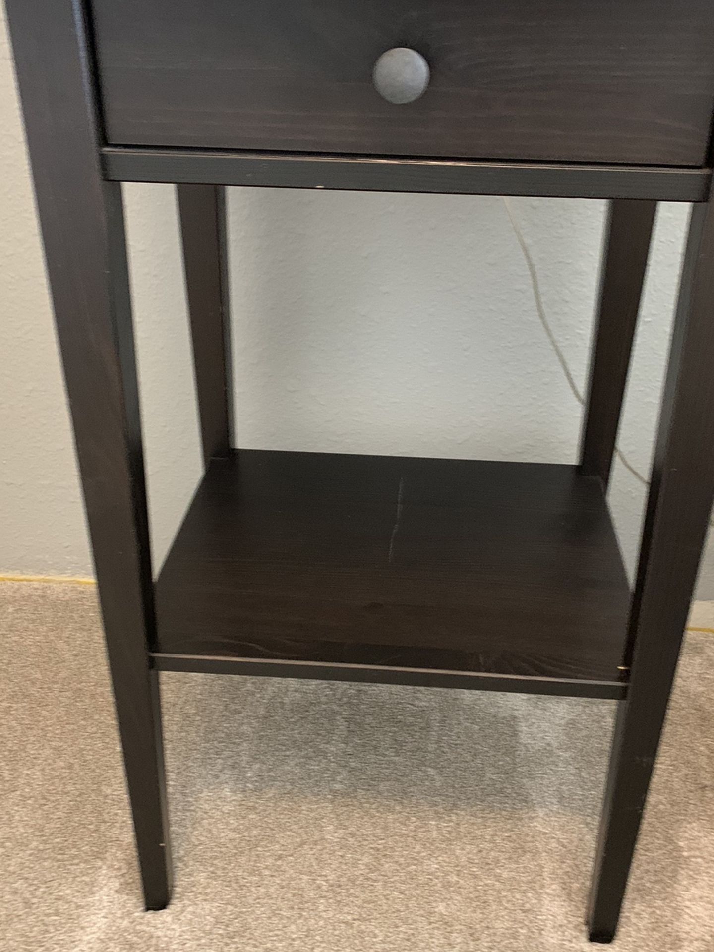 Black IKEA Hemnes Nightstands