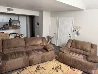 Brown Reclining Couch & Oversized Reclining Chair