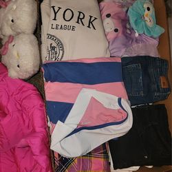 A Box Of A Lot Of Girl Clothes And PJs