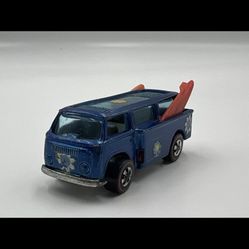 1969 Hot Wheels Redline Volkswagen Beach Bomb HK Blue With Boards Flower Decals