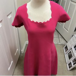 🆕Milly Pink Guava Scallop Mini Dress Sz L 