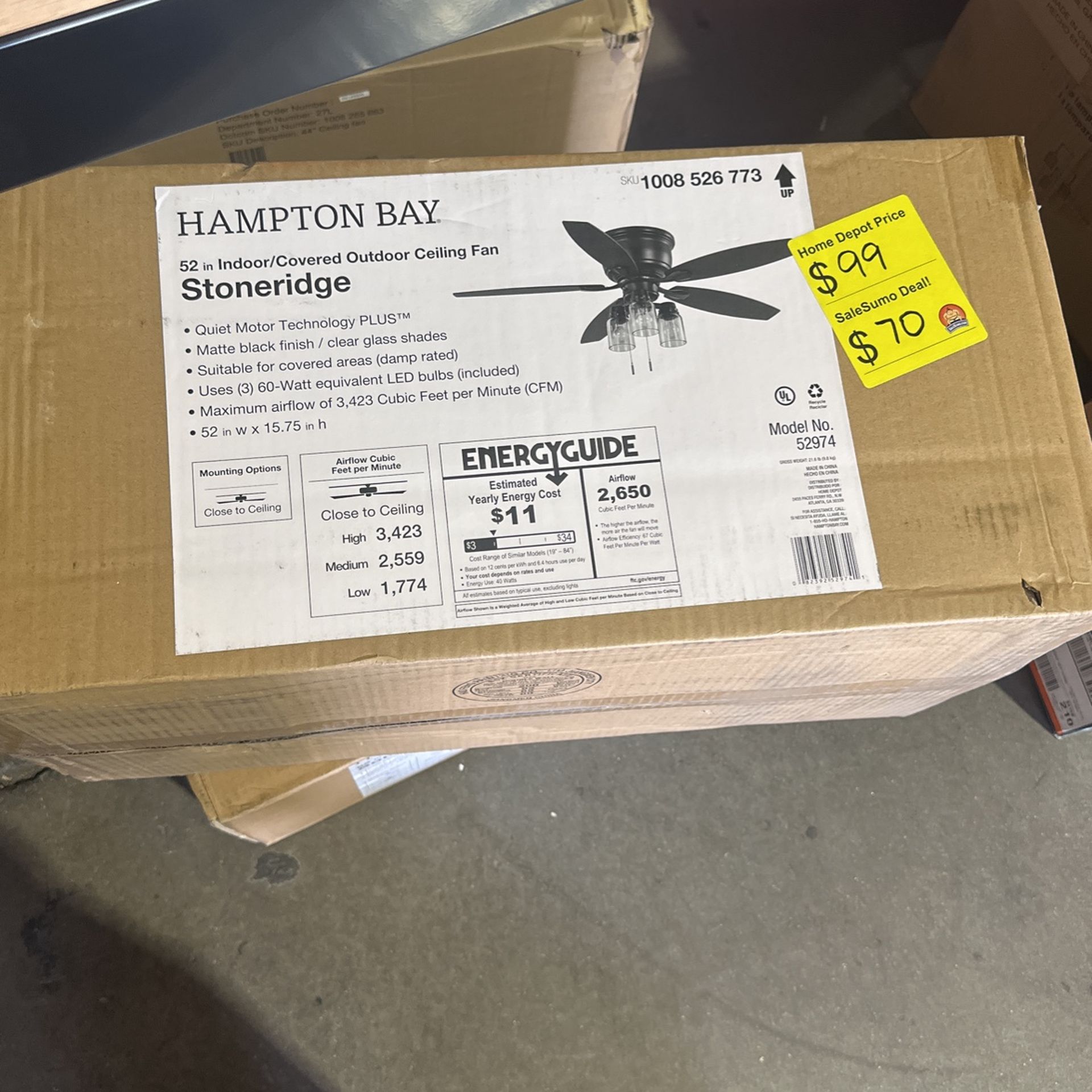 Hampton Bay 52 Inch Stone ridge Ceiling Fan
