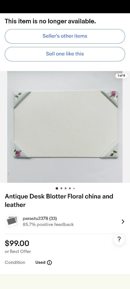 Antique Desk Blotter Porcelain And Leather
