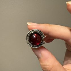 Natural Garnet 925 Sterling Silver Ring