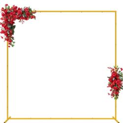 Balloons and flowers are not included.6.6 x 6.6 ft Wedding Arch, Gold Metal Square Balloon Arch Stand for Ceremony, Wedding Arches for Ceremony, Birth