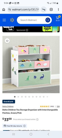 Delta Children Toy Storage Organizer with Interchangeable Patches, Green/Pink $25