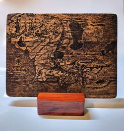 Lord Of The Rings Solid Maple And Cedar Heart Wood Engraving Map Of Middle Earth
