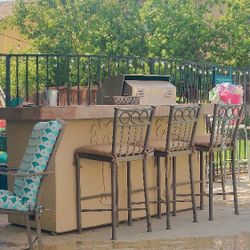 For Sale  Bbq Plus Fridge Plus 3 Metal Teel Chairs