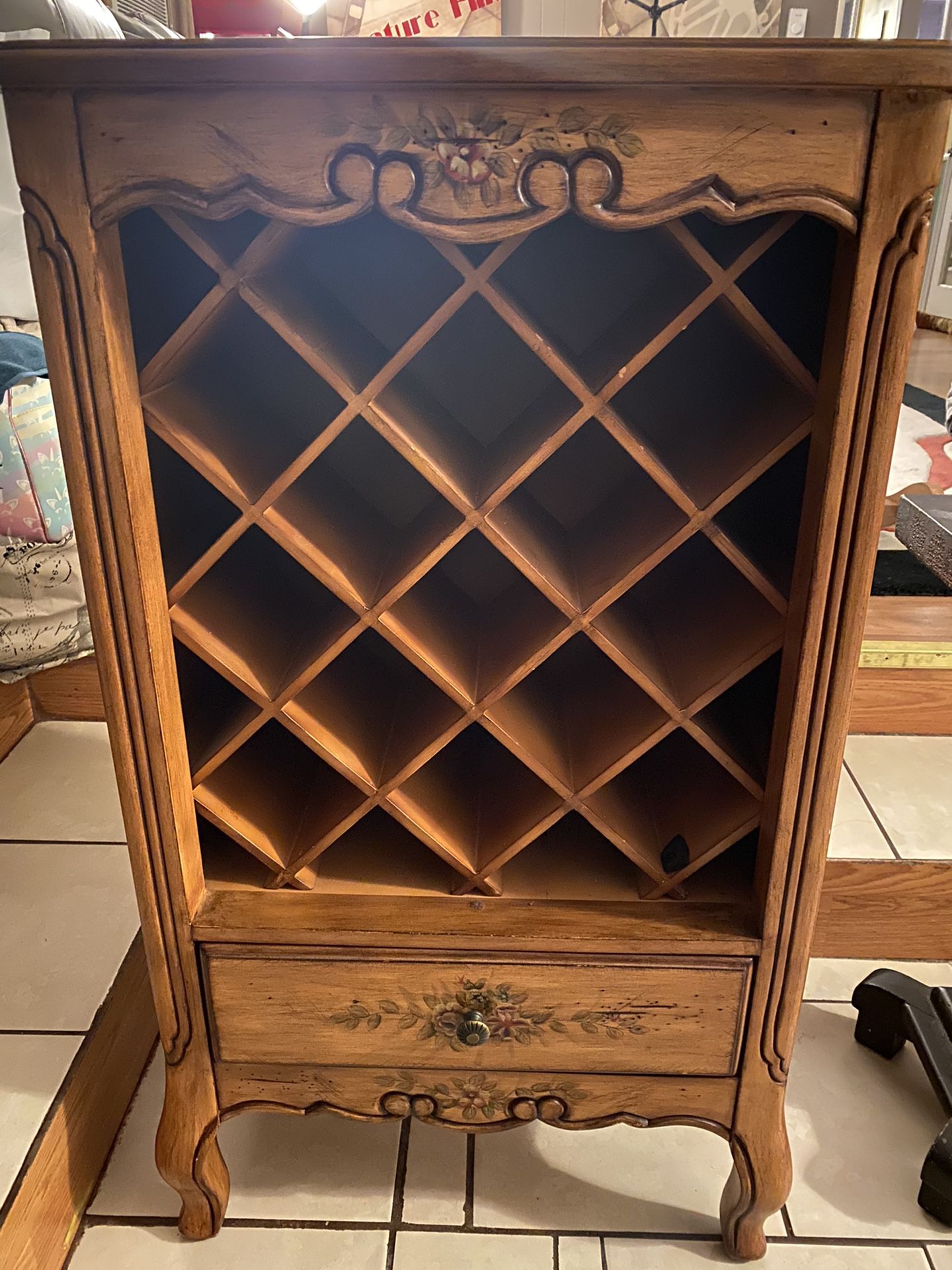 Wine holder with lower drawer