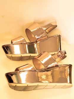 Rose Gold BCBG wedge sandals 7.5