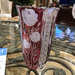 Crystal Vase, vase, genuine crystal, red crystal