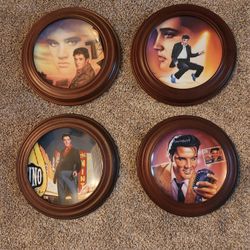 4 Elvis Collector's Plates With Frames